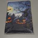 EMMTEEY Halloween Pumpkins Placemats Set of 4, 18X12 Inch Halloween Disposable Table Mats Linen Farmhouse Placemats Washable for Kitchen Dining Table Décor