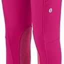 SANTINY Girls Horse Riding Pants with Zipper Pockets Kids Stretchy Equestrian Breeches Knee-Patch Youth Schooling Tights, XS