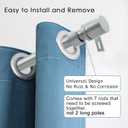 Byondeth Curtain Rods for Windows 16 to 120 Inches Adjustable Length 1 Inch Diameter Window Curtain Rod with Aluminium End Cap, Silver Gray
