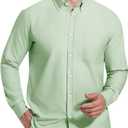 Mens Oxford Shirt Long Sleeve Button Down Shirt Regular Fit Casual Button Down Shirt with Pocket (Green, XXXL)