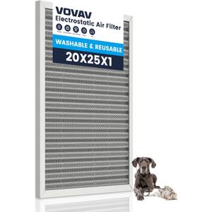 20x25x1 Air Filter-MERV 8, Washable & Reusable Electrostatic Air Filter, AC/HVAC Furnace Filter, Lasts a Lifetime, Permanent Filter, Breathe FresherHome And Office Actual Size:19.75x24.65x0.86Inch