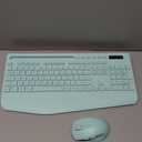 Wireless Keyboard and Mouse Combo - Full-Sized Ergonomic Keyboard with Wrist Rest, Phone Holder, Sleep Mode, Silent 2.4GHz Cordless Keyboard Mouse Combo for Computer, Laptop, PC, Mac, Windows (Green) (1 PACK)