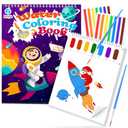 Paint with Water Coloring Books for Toddlers, Watercolor Painting Book and Drawing Art Paper for Kids Ages 3 4 5 6 7 8 Years Old, Outer Space Art Craft for Drawing with Brush  2 Pack