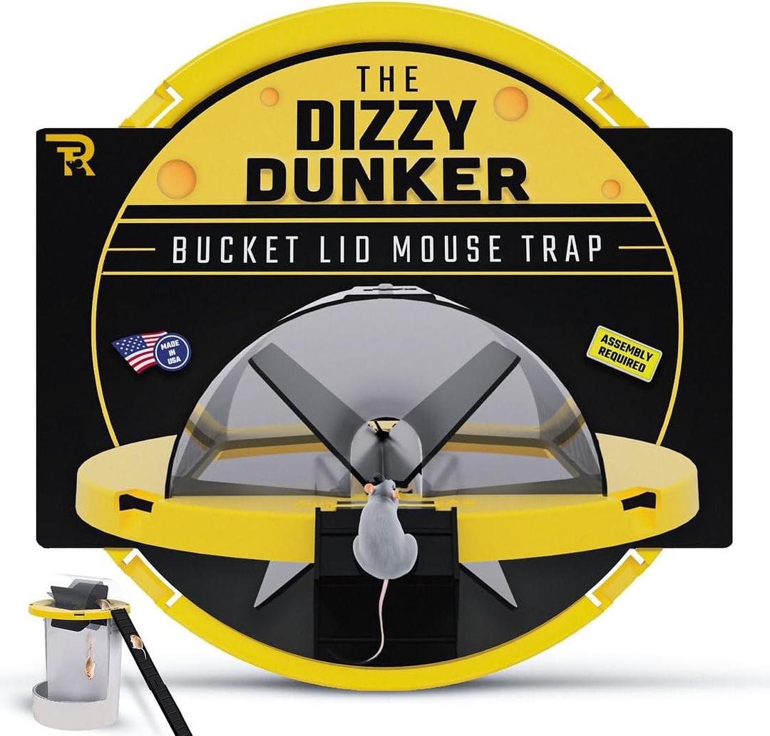 RinneTraps | Dizzy Dunker Bucket Lid Mouse Trap | Made in USA | Multi Catch | Humane | Indoor/Outdoor | (1 Pack