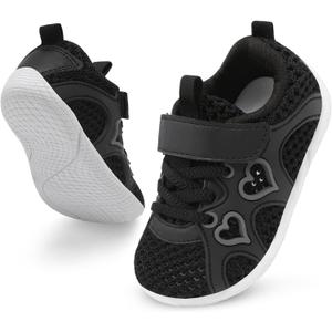 JIASUQI Toddler Girls Walking Shoes 8c Toddler Sneakers Tennis Running Shoes Black Size 5.5-6