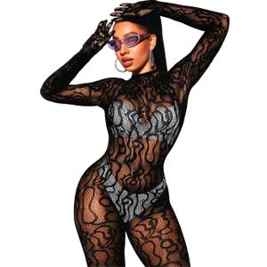 Women Sexy Fishnet Full Bodysuit, Mesh Lace Poster Jumpsuit Glow Party Rave Outfits, Body Stockings Halloween Costume (Black) Women Sexy Fishnet Full Bodysuit, Mesh Lace Poster Jumpsuit Glow Party Rave Outfits, Body Stockings Halloween Costume (Black)
