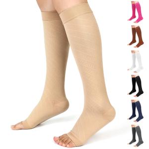 Ailaka Knee High Compression Socks for Men Women, 20-30 mmHg Firm Graduated Support Stocking Open Toe Varicose Veins Socks for Travel, Flight, Pregnancy, Recovery, M