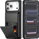 Nvollnoe Compatible with iPhone 17 Pro Max Case with Card Holder[Store 5 Cards] Dual Layer Heavy Duty Shockproof Wallet Case with Hidden Card Slot Large Storage Cover for Men&Women 6.9''(Black)
