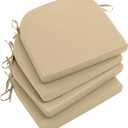 Favoyard Outdoor Chair Cushions 19"x19"x2" Set of 4 Waterproof Seat Cushion for Patio Furniture with 3-Year Fade Resistant Removable Cover Attach Straps Hidden Zipper Round Corner for Yard Garden (Beige)