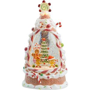 Christmas Gingerbread Water Globe - 9.5" Snow Globe with Lights & Music, Gingerbread Man & Christmas Tree Scene, Battery Operated Musical Water Globe for Indoor Tabletop Decor Gift