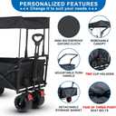 SKYMANOR Collapsible Wagon with Removable Canopy, 3-in-1 Heavy Duty Garden Cart with Big All-Terrain Wheels, Brakes, Adjustable Push Pull Handle, Cooler Bag, 300LBS Wagon Cart for Camping (Black)