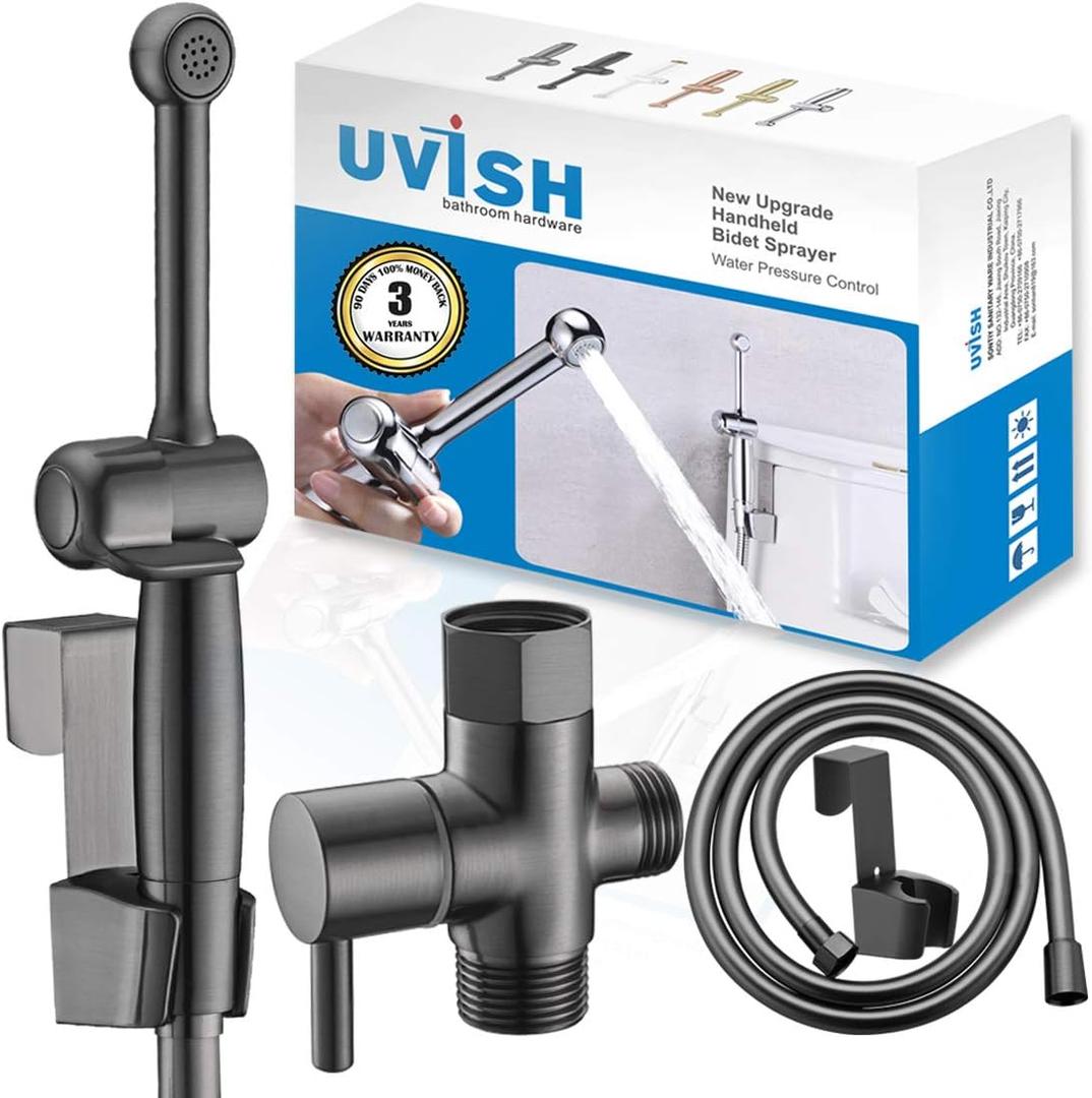 Handheld Bidet Sprayer for Toilet, Cloth Diaper Toilet Sprayer, Hand Held Bidet Attachment Brass 7.9" Bidet Wand, Adjustable Water Jet Spray with Backflow Preventer