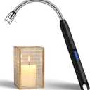 LcFun Candle Lighter with 360 Flexible Neck & Safety Lock, Windproof USB Rechargeable Electric Lighter Gift Sets, Flameless Arc Long Lighters Matches for Grill, BBQ, Camping, Fireplace, Stove (Black)