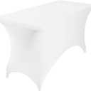 Spandex 4ft Waterproof Table Cover for Party,Wedding, Banquet, and Events(White)