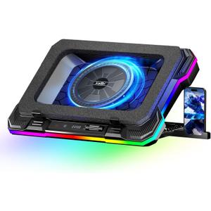 KeiBn Gaming Laptop Cooling Pad, Laptop Cooling Stand with 5.5inch External Cooling Fan, Rapid Cooling Laptop 15.6-19.3inch, Infinitely Variable Speed, 8 Height Stands, 4 USB Ports, Blue- K1