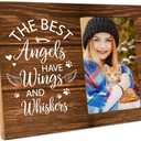 The Best Angels Have Wings and Whiskers Wood Picture Frame,Cat Memorial Wood Picture Frame for Pet Owner,Loss of Cat Pet Loss Wood Picture Frame (Brown)