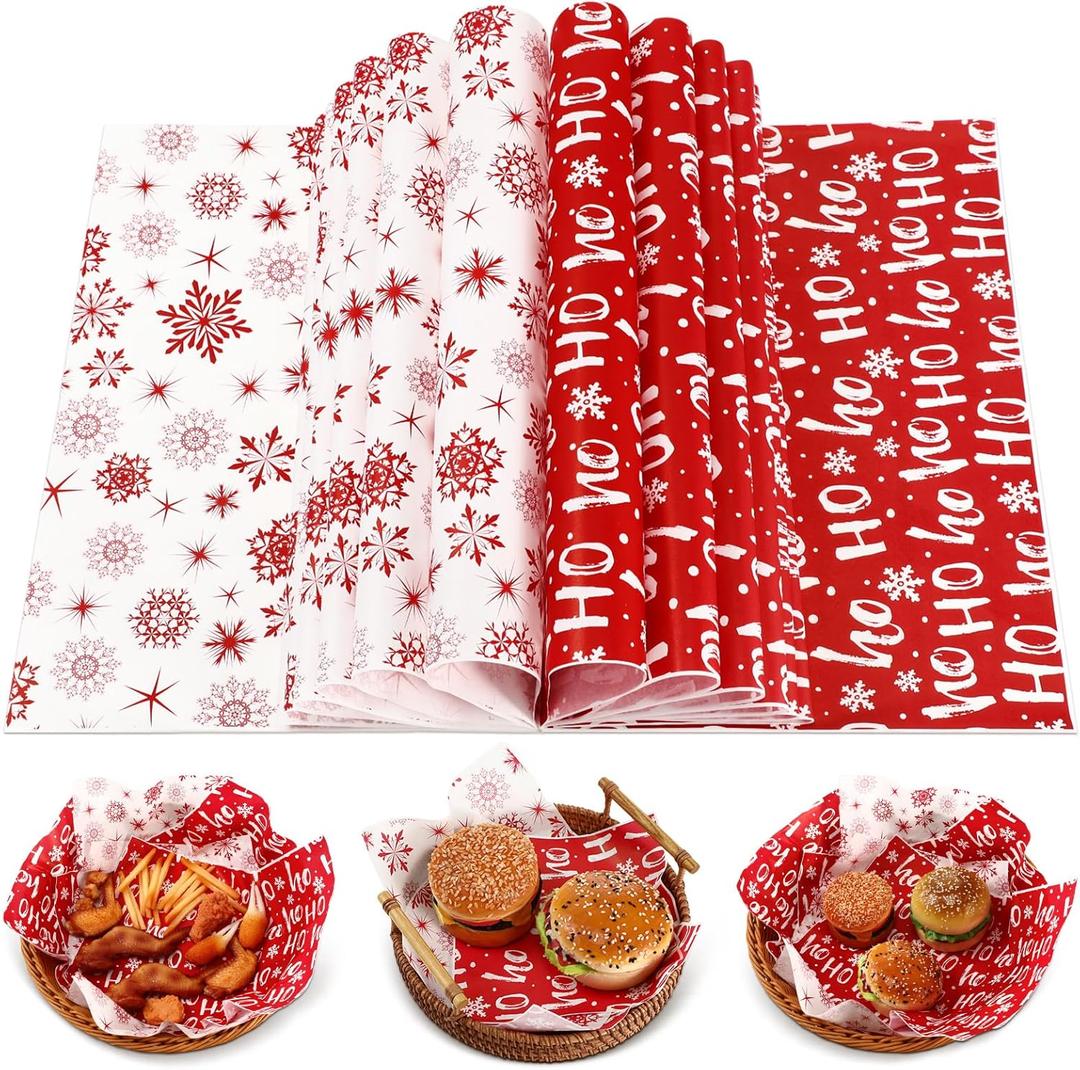 Fumete 80 Pcs Christmas Wax Paper Sheets for Food Snowflake Hoho Wax Paper Wrapping Bulk Deli Parchment Baking Paper Sandwich Candy Cookies Waterproof Wrappers Oilproof Basket Liners (14 x 10 Inch) Fumete 80 Pcs Christmas Wax Paper Sheets for Food Snowflake Hoho Wax Paper Wrapping Bulk Deli Parchment Baking Paper Sandwich Candy Cookies Waterproof Wrappers Oilproof Basket Liners (14 x 10 Inch)