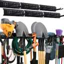TIDYME Garage Tool Organizer Wall Mount - 96 inches - Sturdy Storage Rack with Adjustable Hooks, Anti-Rust - Easy Installation, 600lbs Capacity - Garden Tool Organizer (06 Racks & 12 Hooks) (96" Carbon Steel, Black)