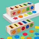 Montessori for Toddlers, Magnetic Color Shape Sorting Matching Box,Early Learning Toys,Wooden Educational Toy, Fine Motor Skills Toys for Boys Girls (Blue)