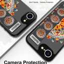 Compatible for iPhone 16e Case Cute with Strap Stand Finger Kickstand, Designer Cool Silicone Cases Funda Cover - Orange Flower Mandala