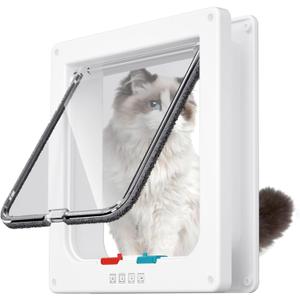 Medium Cat Door Interior Door Pet Door for Cat Exterior Door 4 Modes Locking Suitable for Window and Wall (White) (M- Inner Size:6.1"(W) x 6.3"(H))