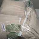 Yogeneg King Size Comforter Set 7 Piece Bed in a Bag, Grid Pinch Pleat Beige Bedding Set, Striped Textured Soft Microfiber Comforter with Sheet Set, All Season Complete Bed Set(Beige, King)