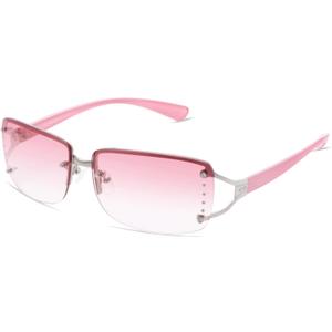 VANLINKER Stylish Rimless Frameless Rectangle Sunglasses for Women (Pink)