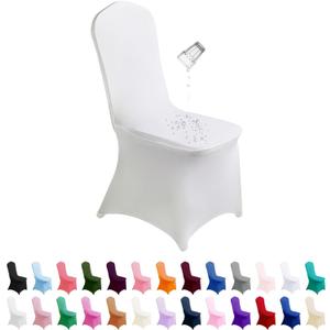 SUPERO Waterproof Spandex Chair Cover 25PCS, Stretch Dining Chair Covers, Polyester Outdoor Chair Covers, Protector Stretch Chair Cover for Party Universal, Banquet, Wedding Event, Hotel(White)