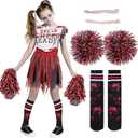 Spooktacular Creations Zombie Halloween Cheerleader Costume, Girls Scary Cheerless Costume, Kids Dead Cheerleading Outfit for Halloween Role Play Themed Parties, Red White, S (S)