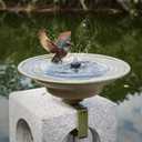 Solar Bird Bath,Deck Bird Bath with Solar Fountain,Metal Bird Bath Bubbler,Deck Mounted Bird Bath,Balcony Bird Bath,Patio Garden Decor, Green-c
