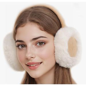 Winter Ear Warmers for Women Warm Outdoor Foldable Earmuffs Cute Faux Fur Ear Muffs for Girls Pack of 2