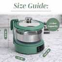 COOK WITH COLOR Glass Mini Low Carb Rice Cooker – Holds 2 Cups Raw/Makes 6 Cups Cooked with Auto Lift Filter Basket, Hotpot & Steamer for Rice, Grains, Digital Panel with Keep Warm, Dark Sage