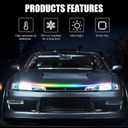 DREAMIZER 94" RGB Car Led Hood Light Strip Multicolor Exterior Dynamic Car Led Strip Lights Waterproof Flexible Light Strip with Fuse Protection Daytime Running Hood Lights for Truck,Cars,SUV,Pickups