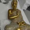 Gold Sitting Buddha Statue Small Gold Decor Meditation Gifts Indoor Statue for Zen Art, Buddha Statues Yoga Meditation Room Home Decor Indoor, Buddhist Art Zen Sculptures Gifts for Mom