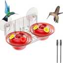 Window Hummingbird Feeder with Strong Suction Cups, 2 Pack 2.6 oz Small Hummingbird Feeder for Outside Window, Easy to Clean & Refill, Bee Resistant Feeding Ports for Bird Watching (Red)