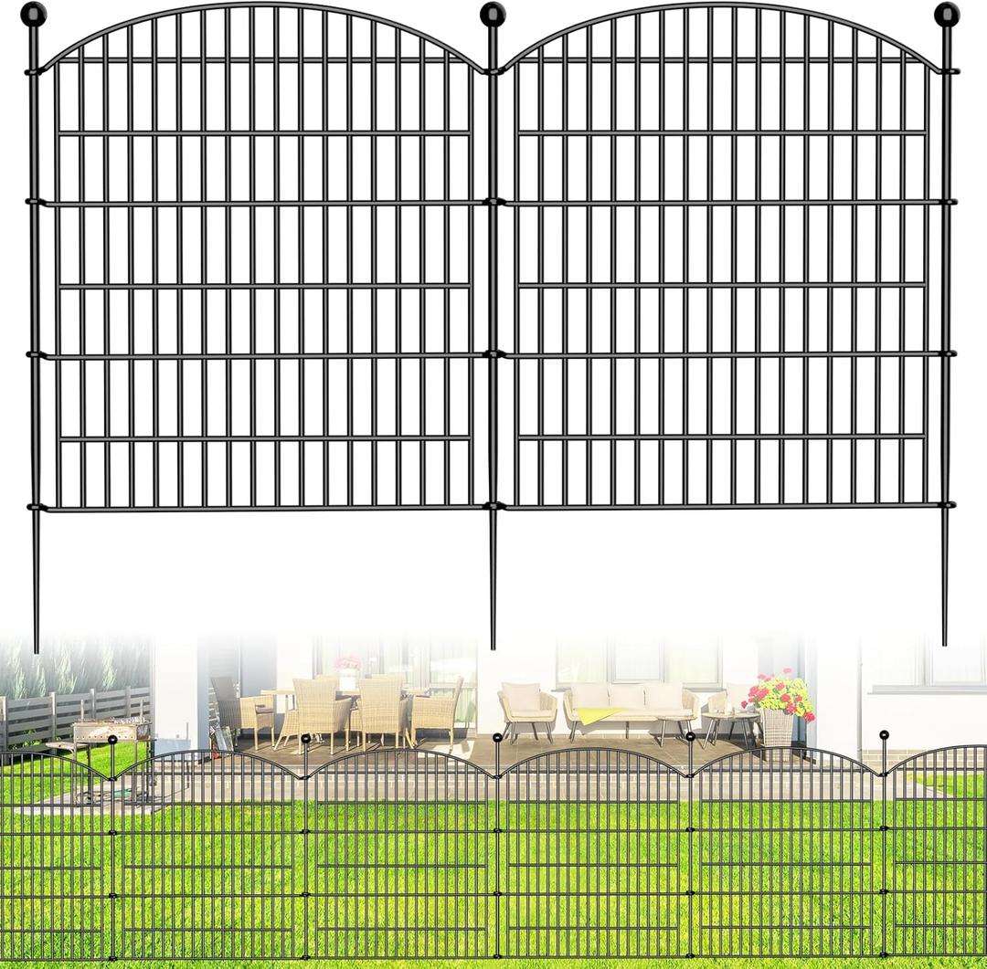 10 Panels Decorative Garden Fence - 32 in (H) x 23.6 ft (L) No Dig Dog Fence Outdoor for Yard, Rustproof Tall Garden Fencecing Panels, Animal Barrier Suitable for Yard Border, Patio, and Outdoor Use