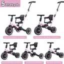 newyoo Toddler Tricycle,Toddler Bike,Birthday Gifts and Toys for 1-3 Year Old Boys and Girls, Trike with Push Handle, Backrest and Safety Belt, Balance Bike, TR007, Pink
