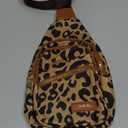 Leopard Print Chest Bag for Women Letter Print Crossbody Sling Backpack with Wide Strap Multipurpose Fanny Daypack (leopard print)