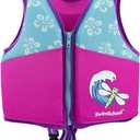 SwimSchool Swim Trainer Vest, Flex-Form, Adjustable Safety Strap, Easy On and Off, Medium/Large, up to 50 Lbs., Pink/Aqua 
