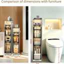 BGYMF Ultra Thin 4-Tier Slim Bathroom Storage Cabinet, Slim Cabinet for Bathroom, Narrow Rolling Cart with Wheels, White Plastic Organizer for Small Space, Kitchen, Laundry, Living Room, Corner