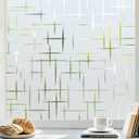 rabbitgoo Window Privacy Film Frosted Glass Window Film, Decorative Privacy Cling, UV Blocking Staic Cling Bathroom Glass Frosting Sticker, Non-Adhesive Front Door Cover, Cross Pattern, 17.5" x 78.7"