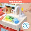 HOLYFUN Kids Kitchen Playset, Kitchen Set for Toddler with Sound and Light, Cooking Stove with Steam, Play Sink and Toy Kitchen Accessories, Pretend Kitchen Toys for Kids Girls Boys, Pink