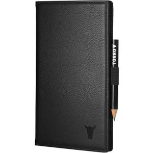 TORRO Regular Golf Scorecard Holder  Genuine Leather Golf Score Card Wallet with Card Slot and Pencil Loop (One Size, Black)