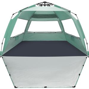 WhiteFang Deluxe Pop Up Beach Tent Sun Shade Shelter for 3-4/5-6 Person, UV Protection, Extendable Floor with 3 Ventilating Windows Plus Carrying Bag, Stakes, and Guy Lines
