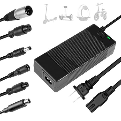 42V 2A Universal Charger,5 in1 Plugs with DC 5.5 * 2.1mm, 8mm/12mm 3 Prong, RCA & 3-Pin XLR Plugs for 36V Li-ion Battery & GOTRAX GXL V2/Nano S3 ION/G2-G4/XR Series Power Adapter