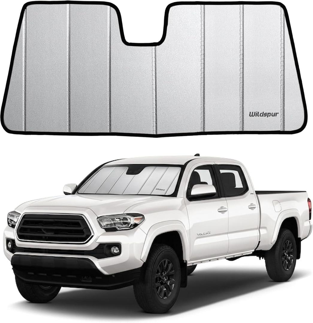 Custom Fit 2018-2023 Tacoma Windshield Sun Shade for Toyota Tacoma 2018 2019 2020 2021 2022 2023 - Upgraded 6-Layer Triple Laminate Core Front Window Shade - Accordion Folding Design with Storage Bag