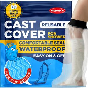 100% Waterproof Cast Covers for Shower Leg Kids - Tight Seal - Reusable Child Half Leg Cast Protector with Non-Slip Bottom - Knee, Ankle, Foot - Post Surgery Bandage & Dressing Bag for Wounds & Burns
