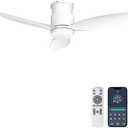 Ohniyou 42'' Flush Mount Ceiling Fans with Lights, Remote/App Control, Dimmable, Silent Indoor/Outdoor Ceiling Fan for Porch, Bedroom, Kitchen, White