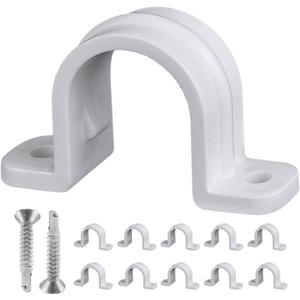10 Set Pipe Clamps,SCH 1 in (32 MM) PVC Pipe Strap Clips,Two Hole Plastic Pipe Clamps,Conduit Strap Clamps