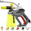M MINGLE High Pressure Washer Gun with Foam Cannon, Foam Cannon Dual Connector Accessory, Car Wash Foam Gun Kit 1/4 Inch Quick Connector, 5 Pressure Washer Nozzle Tips